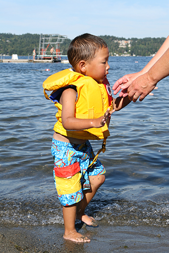Toddle in life jacket