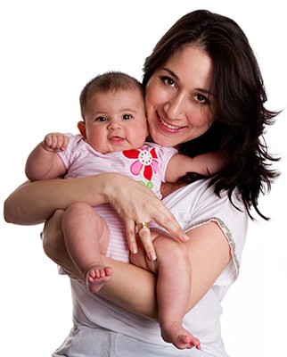 Mom and baby with new teeth