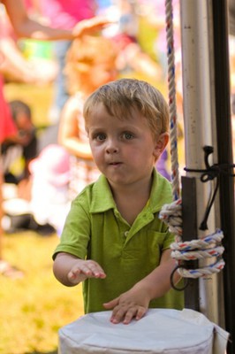 Kid playing drums